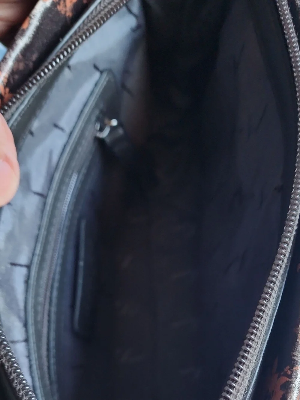 Vera Wang Black Crossbody Bag with Rust Floral Print